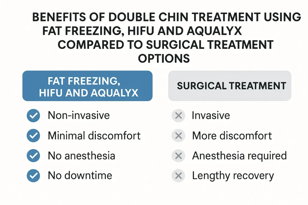 Graphic about the benefits of double chin treatment Streatham - from LA LIPO