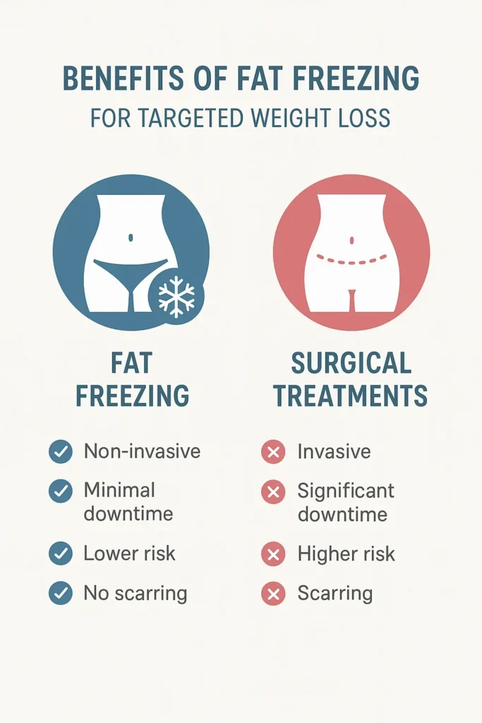 graphic showing the benefits of fat freezing Streatham